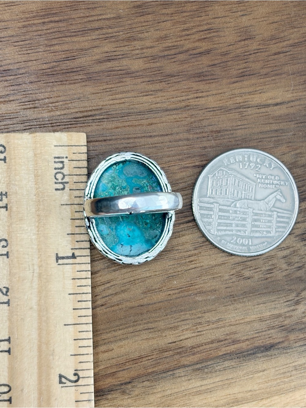 Chunky Malachite Chrysocolla Ring Size 6 1/4 6.25 Sterling Silver 925 Overlay - Picture 7 of 8